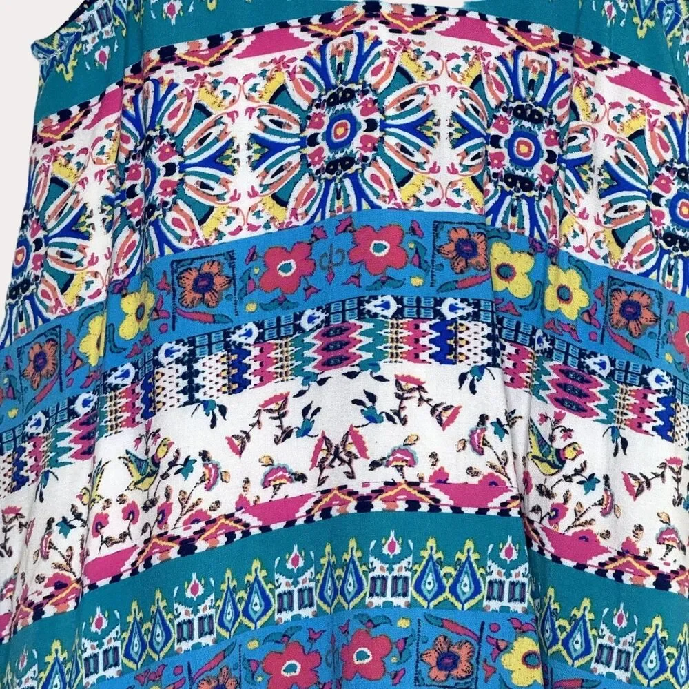 Zunie Girls Lace Trim Swing Dress A Line Floral Geometric 5
